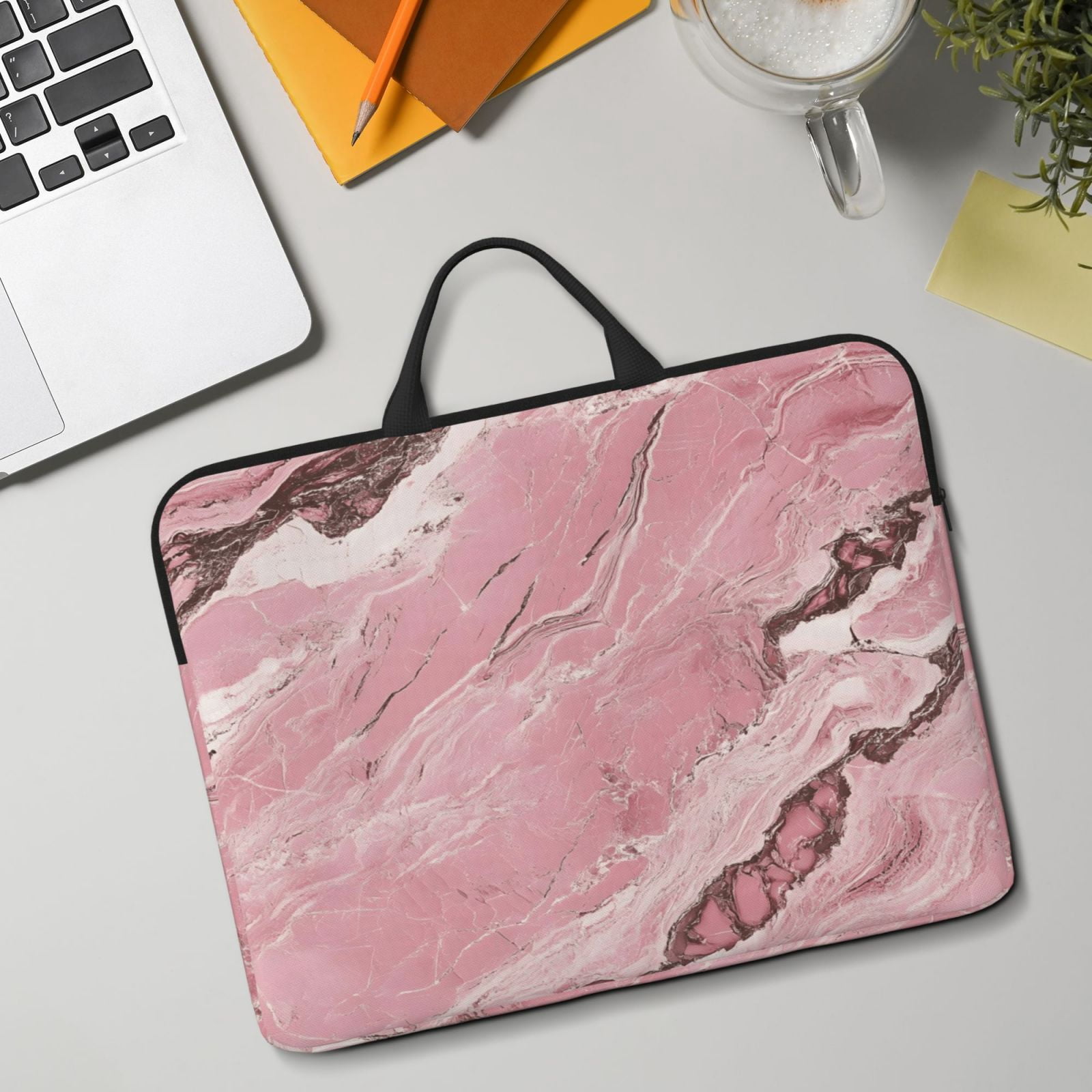Laptop Sleeve Bag For Women Men 14inch Waterproof Durable Protective Computer Carrying Cover Handle Laptop Case Bag Pink Marble_2