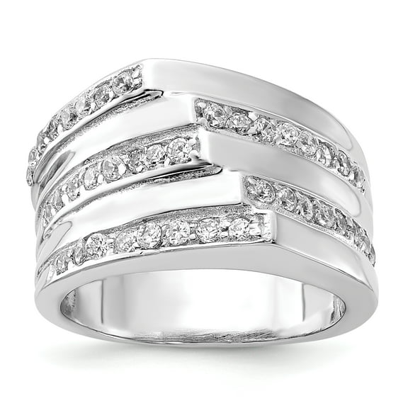 Sterling Silver Rhodium Plated CZ Ring QR4290