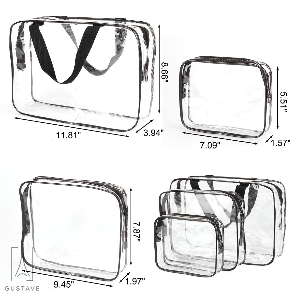 Clear Vinyl Toiletry Bag w/ Leatherette Accent (HP1115)