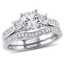 Everly Women's Created Sapphire 10k White Gold Bridal Set