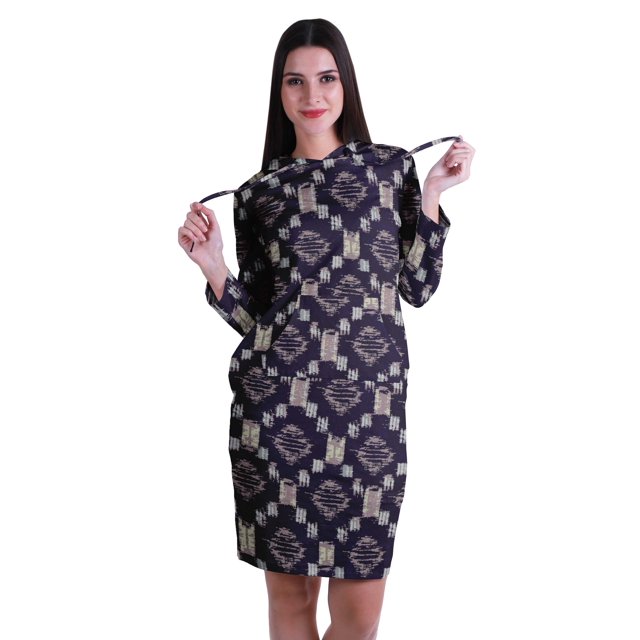 Moomaya Manches Longues à Capuche Imprimé Sweat-Shirt Jersey T, Robe avec Poches