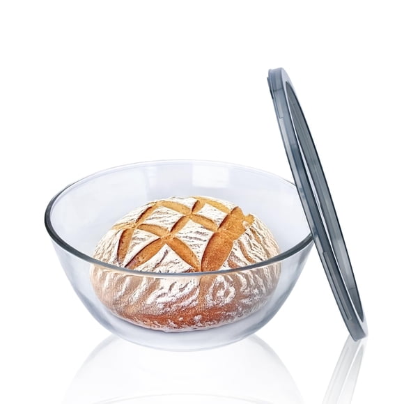 Cuenco grande de vidrio Ajrwiiy de 4,7 litros con tapa para pan de masa madre