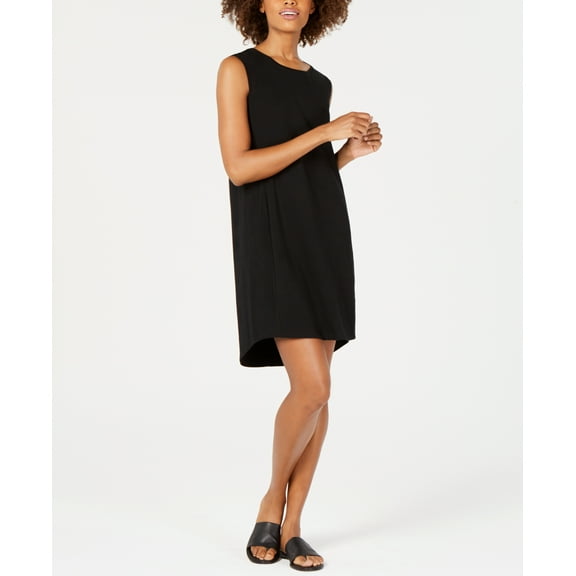 Cotton Scoop-Neck Dress Black XXS