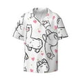 thumbnail image 5 of Picia Alpacas and Hearts Men's Linen Shirts Short Sleeve Cuban Beach Shirts Casual Shirts Button Down Shirt for Men Beach Summer Wedding Shirt-Small, 5 of 7
