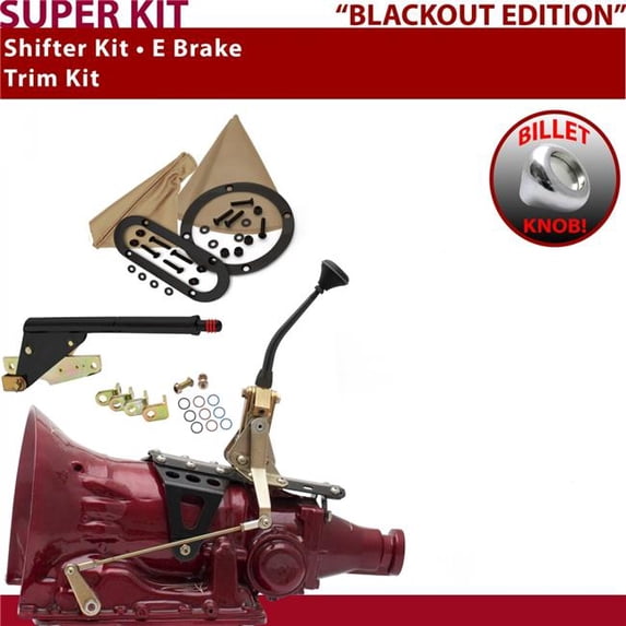 American Shifter TH350 Shifter Kit Black 8 in. E Brake Trim Kit for EDFE4