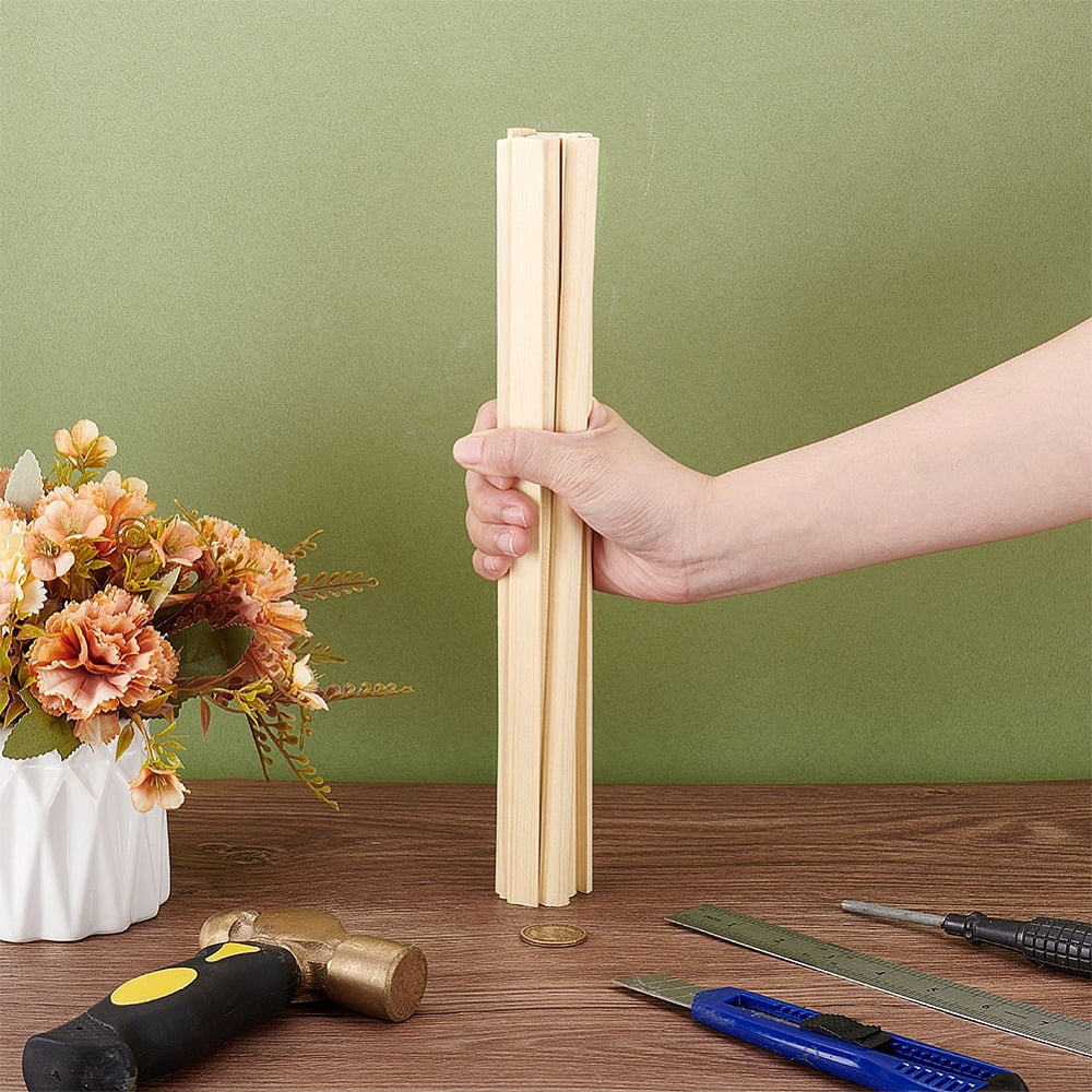 50 pc Wood Craft Sticks Half Round Dowel Rod for Braiding Tapestry Arch Beige 310x13x7mm