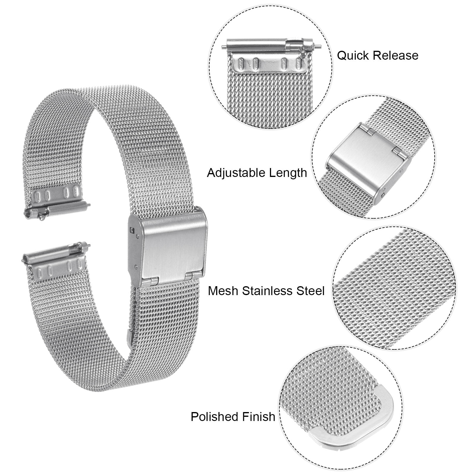 Uxcell Stainless Steel Mesh Watch Band 14mm Quick Release  display picture 1