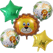 Jungle Animals Lion Birthday Party Balloons Foil Set Green Gold Balloons