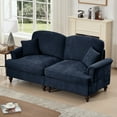 thumbnail image 5 of Newest Elegant Oversized Large Two Seater Sofa Couch,Flared Arms,Removable Ruffles Pleats Skirts,Spindle Legs, Comfy Chenille Two-Seat Love Seat Sofa for Living Room,Blue, 5 of 20