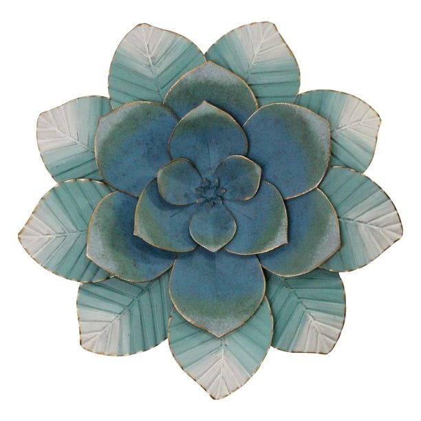 Stratton Home Decor Blue Ombre Metal Flower Wall Decor - Walmart.com