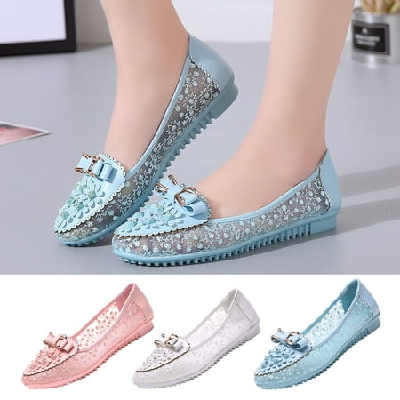 

Fesfesfes Womens Dress Shoes Almond Toe Bow Seasons Sandals Rhinestone Mesh Pearl Peas Shoes 39(7)