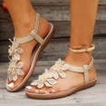 thumbnail image 2 of Dakaela Sandals for Women Flat Dressy Summer Flower Sandal with Ankle Strap Arch Support Comfortable Casual Walking Flats Shoes (6,Beige), 2 of 8