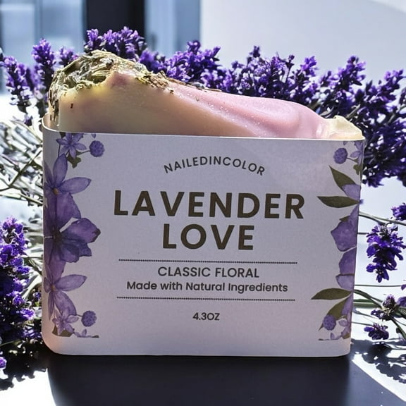 Lavender Love Scented Bar Soap for Women, Teens, Clean, 4.3 oz, Soft Skin, Fragrance by NailedInColor
