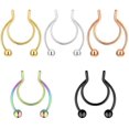 thumbnail image 1 of Fake Nose Rings Hoop Clip-on Stainless Steel Septum Jewelry Non Piercing Fake Cartilage Earring Lip Rings Faux Nose Ring Piercing Jewelry for Women Men, 1 of 4