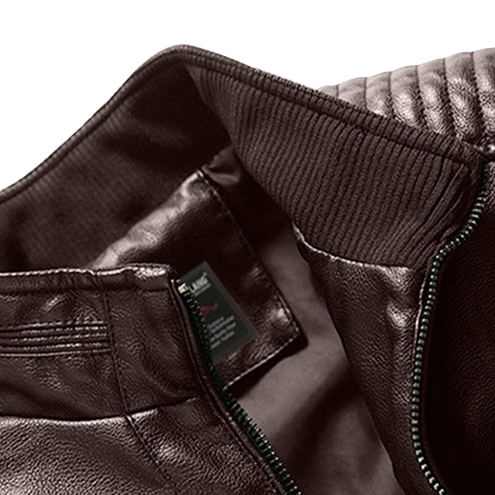 Xzbqbs Men’s Casual Jacket Stand Collar PU Faux Leather Zip-Up Motorcycle Bomber Jacket Classic Fit Lightweight Vintage Jacket
