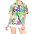 thumbnail image 3 of LA LEELA Women's Casual Beach Blouse Shirt Blouses Short Sleeve Button Down Dress Tops Tee Hawaiian Shirts for Women S Leaves, Multicoloured, 3 of 4