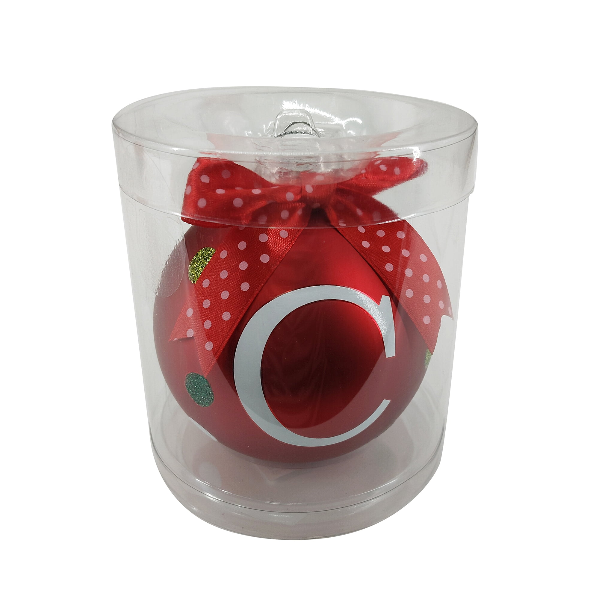 HOLIDAY TIME C RED LETTER GLASS ORNAMENT