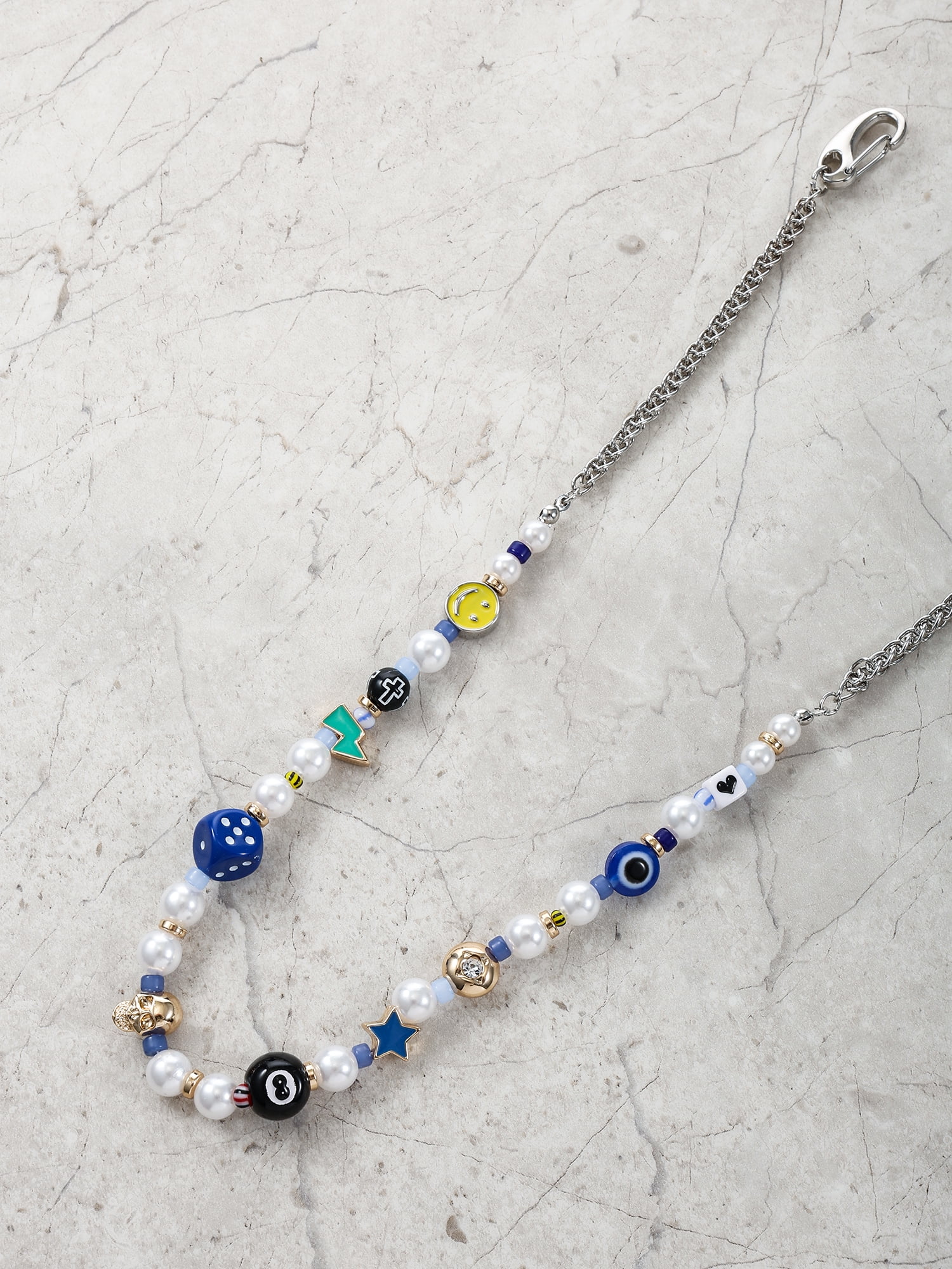 No Boundaries Men's Beaded Chain Necklace, Multicolor, 1 Pack