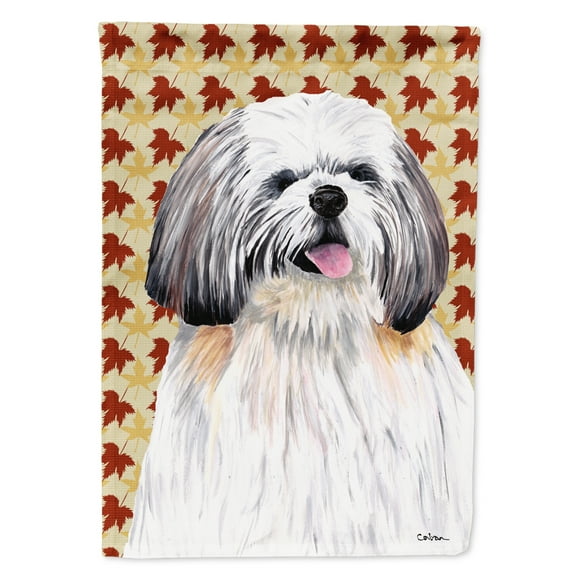 Carolines Treasures SC9223-FLAG-PARENT Shih Tzu Fall Leaves Portrait Flag  multicolor