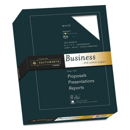 Southworth 25% Cotton Business Paper, 20lb, 95 Bright, 8 1/2 x 11, 500 Sheets -SOU403C