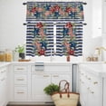 thumbnail image 3 of Independence Day Star Kitchen Curtains Valances and Tiers Set of 3 Red Blue American Flag Leaf Flower Blue Stripe Tier Curtains and Valance with Rod Pocket for Small Windows, 27.5"x36", 3 of 9