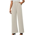 thumbnail image 2 of Fengqque Wide Leg Pants Women's High Elastic Waisted in the Back Business Work Trousers Straight Suit Pants Dress Pants Beige 10(XL), 2 of 8