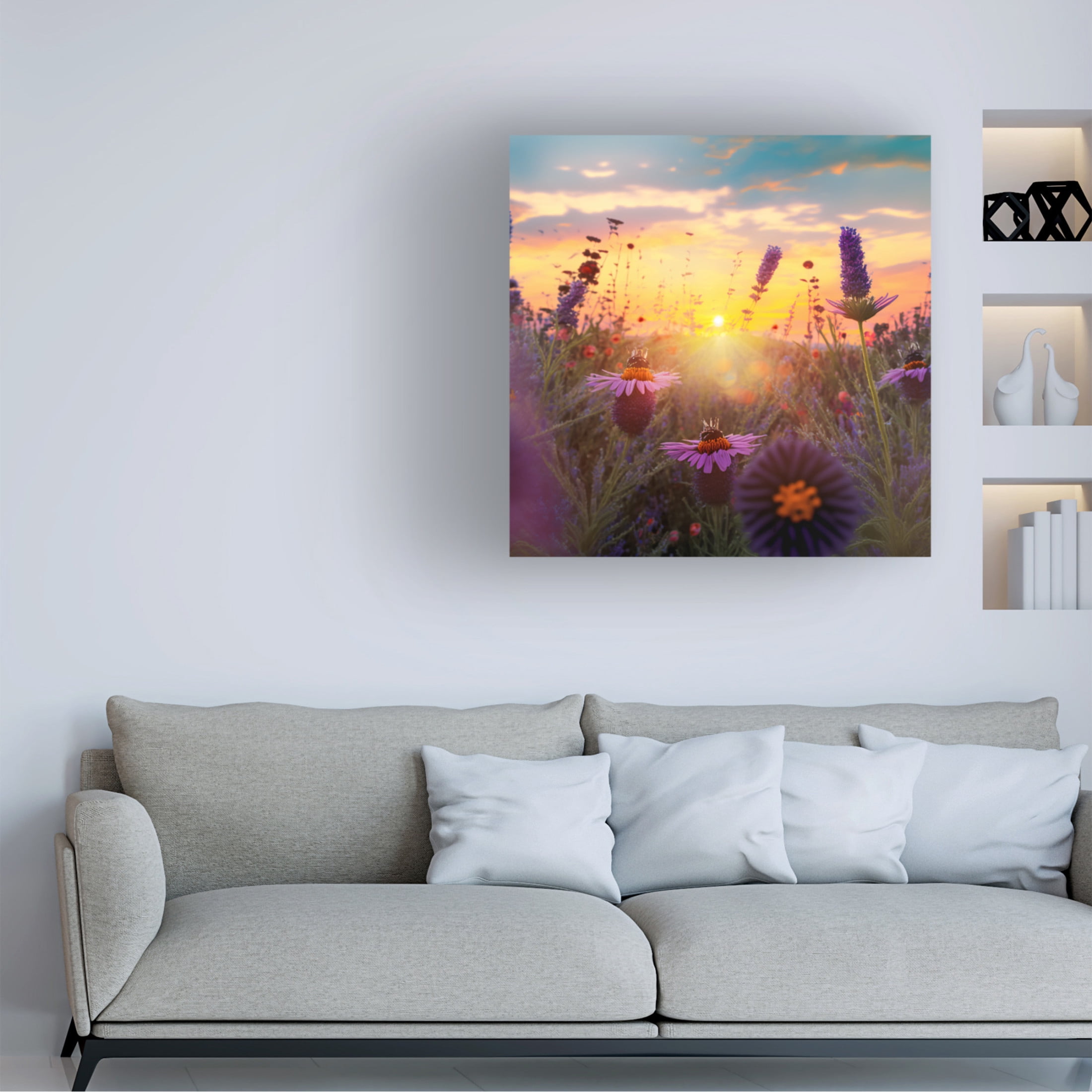 Canvas Wall Art - Ray Heere 'Flowering Fields 6' Wall Art for Living Room, Bedroom, or Office Décor by Trademark Fine Art - 18 x 18 Inches
