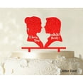 thumbnail image 1 of Couple Wedding Cake Topper Personalized Glitter Red Cake Topper Color Option Available 5-7 Inches Wide, 1 of 1
