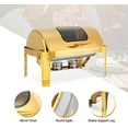 thumbnail image 6 of ROVSUN 9QT Roll Top Chafing Dish Buffet Set,Rectangular Stainless Steel Buffet Warmer Chafers and Buffet Warmers Sets with Thick Frame for Catering Events Parties Weddings Dinners,Gold, 6 of 8
