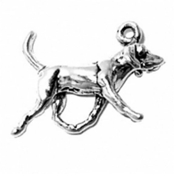 Sterling Silver 30" 1mm Box Chain 3D American Foxhound Walking Dog Pendant Necklace