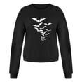 thumbnail image 2 of CQXIDFH Under $15 Women Bat Print Halloween Loose Sweater Long Sleeve Soft Pullover Casual Fashion Top for Spooky Style, S Black Sweatshirt, 2 of 4