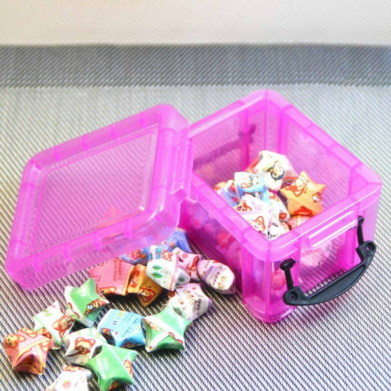 CDOKY Mini Plastic Storage Containers with Locking Lids, 6 Pcs Small Plastic Box 5.4'' x 3'' x 2'' Clear Assorted Color Boxes Organizer Arts and Crafts