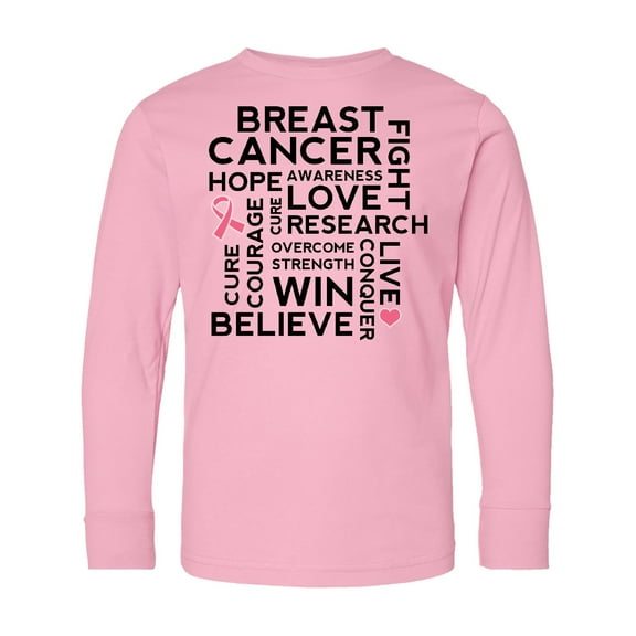 Inktastic Breast Cancer Awareness Month Saying Long Sleeve Youth T-Shirt