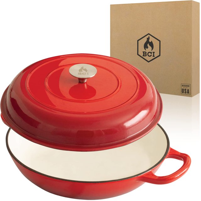Brasero de hierro fundido con tapa, esmaltado, exclusivo, de 2,25 cuartos, Backcountry Iron