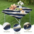 thumbnail image 4 of Blue White Gold Marble Pattern Square Fitted Tablecloth with Elastic Edge,Square Table Cover,Washable Elastic Table Cover for Home Kitchen Party Decor 36"x36", 4 of 6