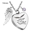 thumbnail image 2 of Huepoe January to December Birthstone Heart Necklace with Angel Wings Bone Ash Storage Red Rhinestone Personalized Gift for Friends And Lovers Daily Wear And Party Jewelry, 2 of 8