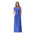 thumbnail image 1 of U.Vomade Femmes Manches Courtes Col Rond Poche Décontractée Longue Dress, 1 of 4