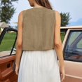 thumbnail image 4 of (Marrón M) Chaleco de mujer con borla remache chaqueta de moto casual estilo étnico ligero sin mangas ante sintético estilo hippie chaleco retro vaquera, 4 of 5