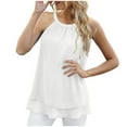 thumbnail image 2 of Aboser Summer Tank Tops for Women Flowy Loose Fit Shirts Casual Fashion Chiffon Halter Top Solid Color Sleeveless Tee Shirt Double Layer Blouses, 2 of 7