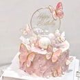 thumbnail image 1 of Topper de pastel de mariposa rosa, topper de pastel de mariposa para cupcakes de feliz cumpleaños, topper de pastel de cumpleaños de niñas y mujeres, 1 of 4