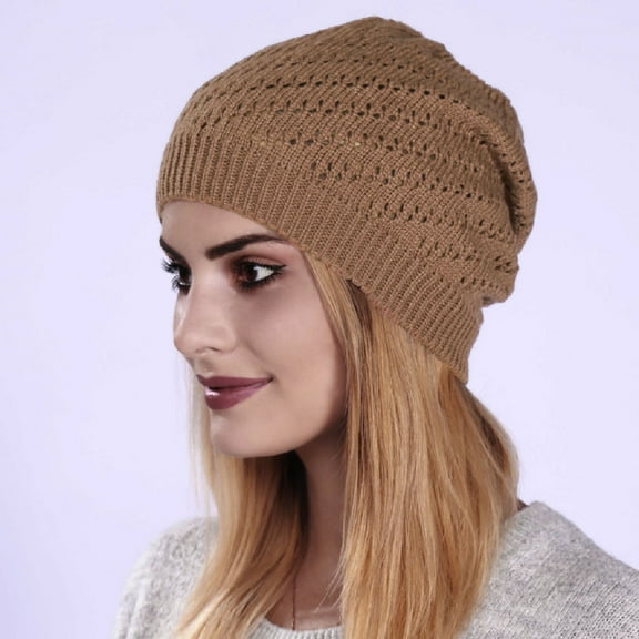 Fall Long Sleeve Thermal Beanie Hats for Unisex Yellow Thin Pleated Hollow Pullover Hat Men And Women Knitted Wool Warm Outdoor Cotton Casual Hip Hop Soft Lightweight Running Adult Dwarf