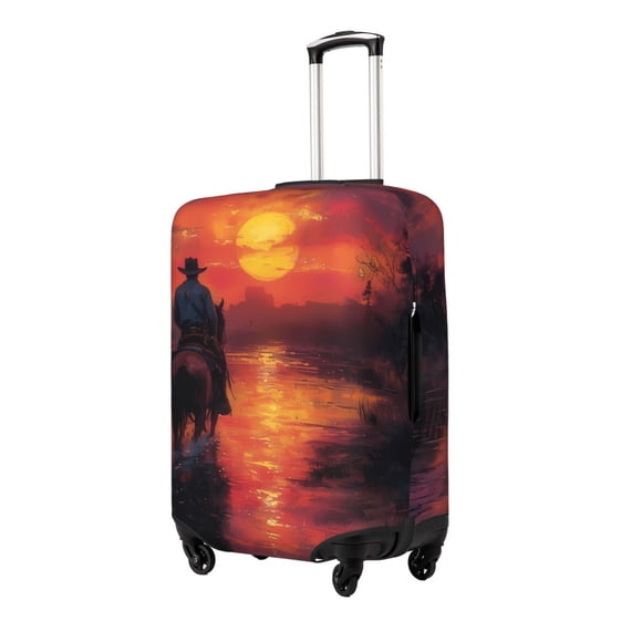 Fotbe Sunset River Western Cowboy Funda Protectora para Equipaje, Antirrayones y Resistente a la Suciedad, Compatible con Maletas de 18 a 32 Pulgadas-Large