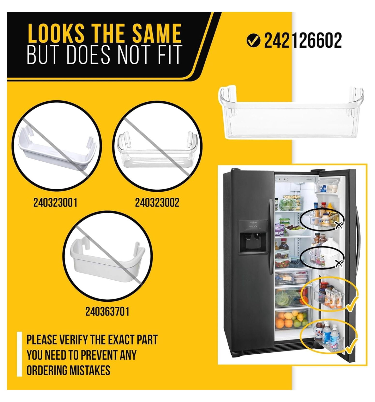 Refrigerator Shelf for FGSS2635TFB Fridge Door Shelf Bottom Door Bin Replacement