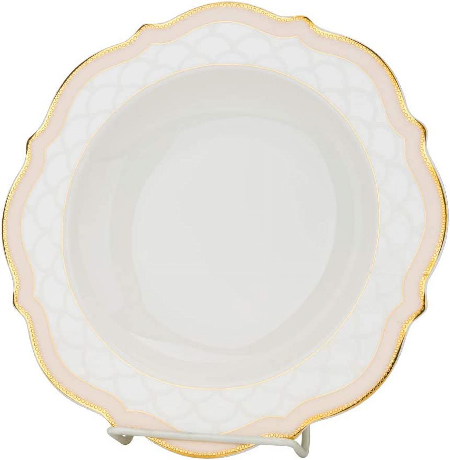 Joseph Seigh, Bone Porcelain Dinnerware Set w/Scalloped Curved Rim, Elegant Dinner Set, Dinner Plates, Soup Plates, Flat Plates, Tea Cups, Saucers, Set of - image 4 of 5