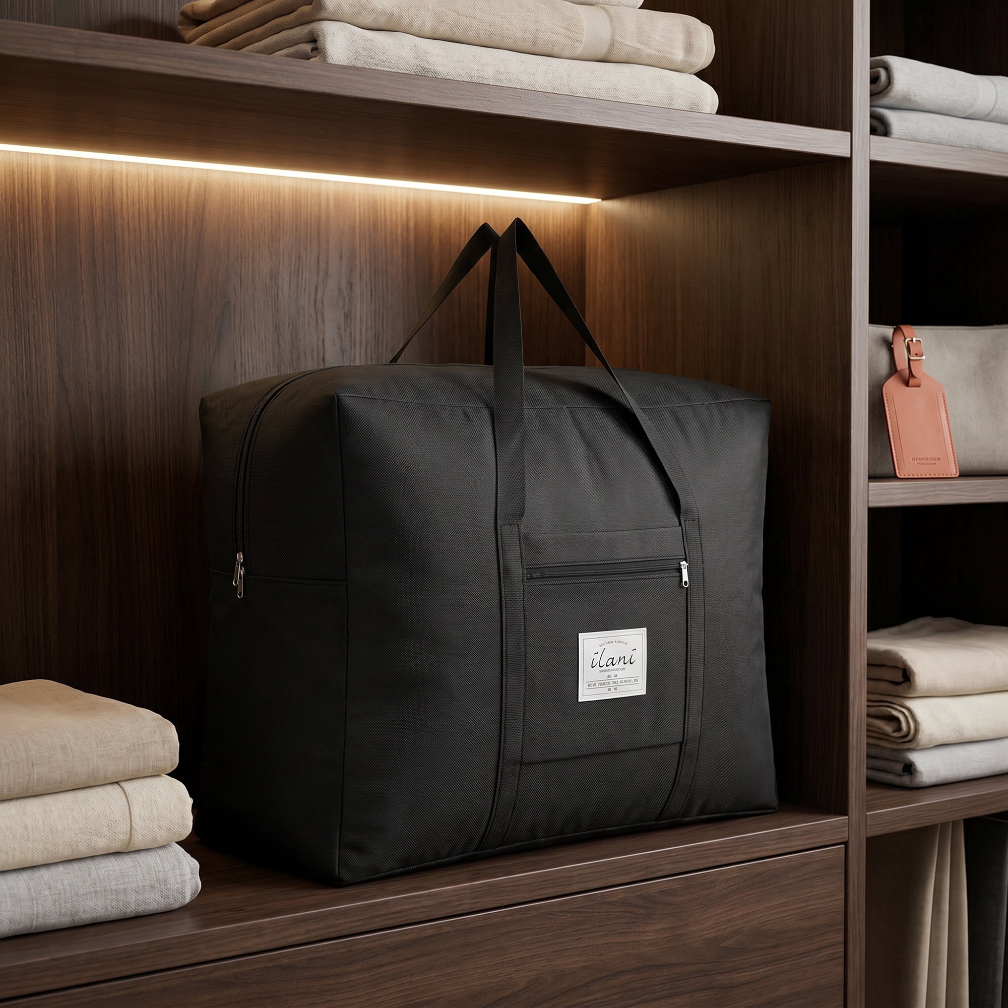 Unique Bargains Extra Large Oxford Travel Storage Bag for Organizing Black 20.1" x 16.1" x 10.2"