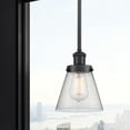 thumbnail image 2 of 916-1S-BK-G64 Innovations Lighting Cone - 1 Light Stem Hung Mini Pendant In Industrial Style-9 Inches Tall and 6 Inches Wide-Matte Black Finish-Seedy, 2 of 2