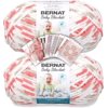 Bernat Baby Blanket Yarn - Big Ball 10.5 oz - 2 Pack with Pattern Cards in Color Flowerpot
