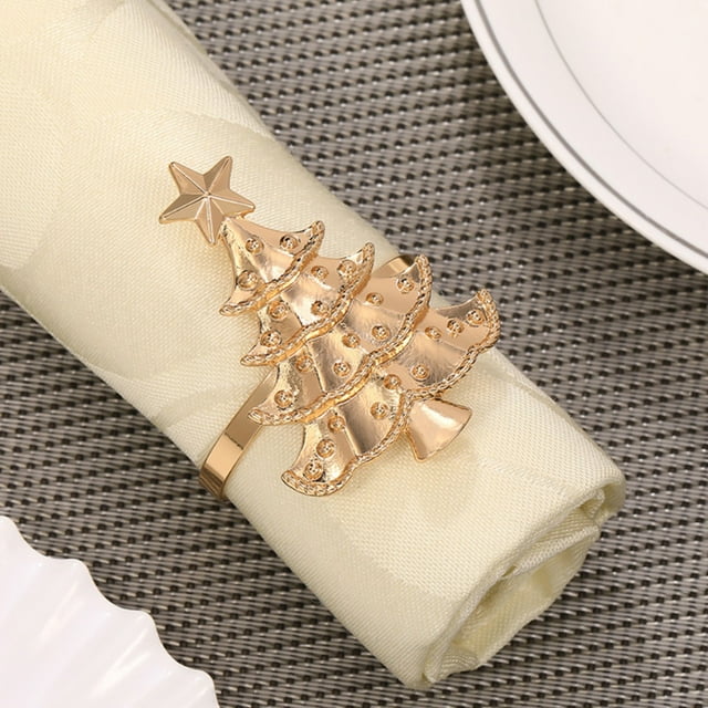 Up to 40% off Gifts Oefntac Christmas Decorations Christmas Tree Napkin Rings Alloy Tray Napkin Rings Metal Crafts Festive Items Fine Workmanship