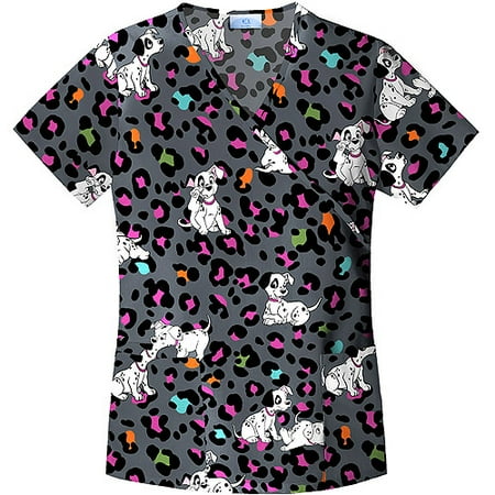 Some Like It Spots Mock Wrap Scrub Top