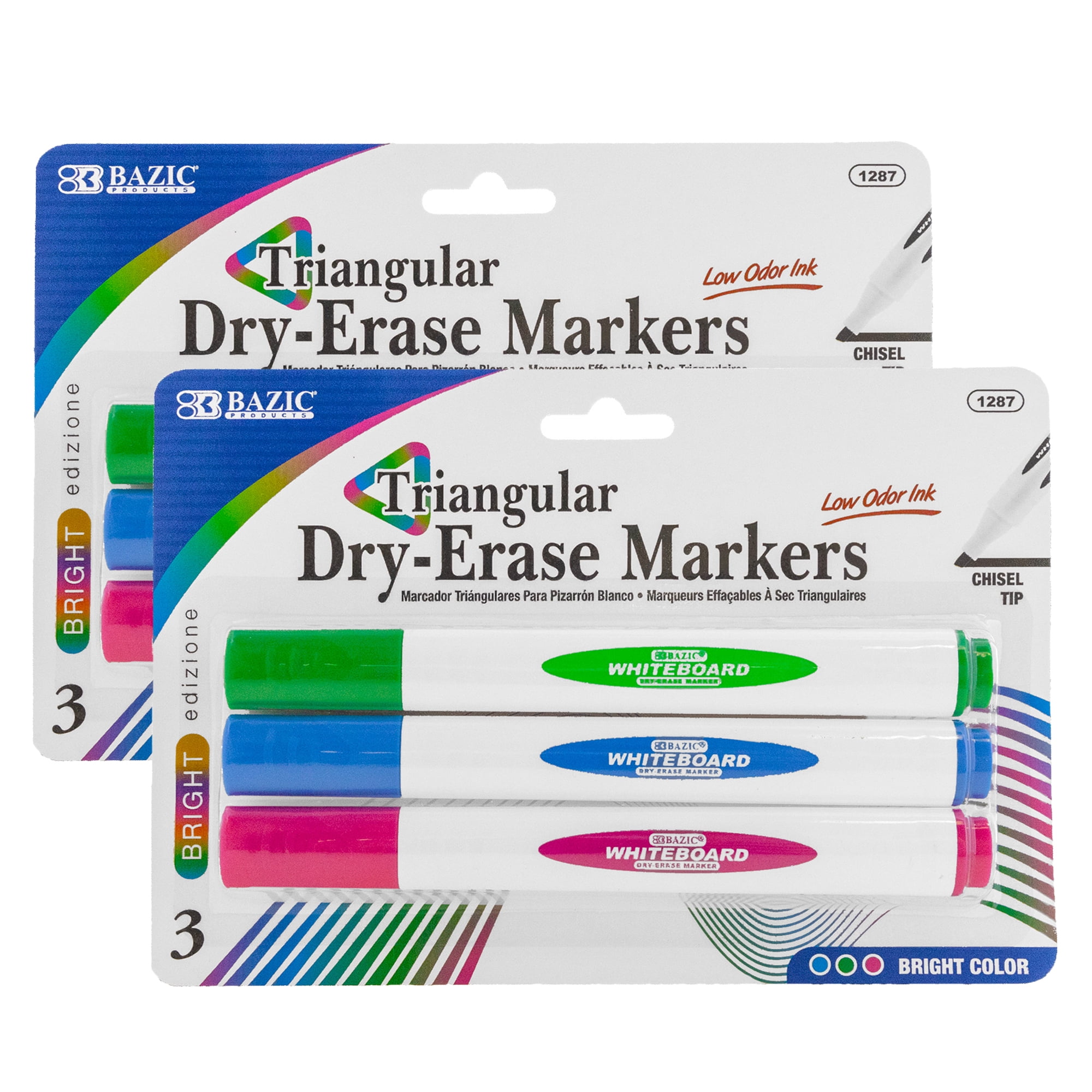 BAZIC Dry Erase Marker Bright Color Chisel Tip, Whiteboard Pen Marcador, Low Odor Markers White